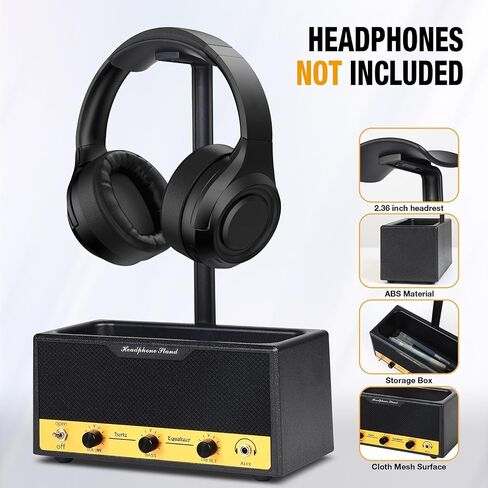 Headphone Stand with Cable Storage, Display Music Lovers' Decorative Items & Suitable Headphone Holder, Contains 1 Base 1 Support Rod 1 Headrest (Metal Texture Black) in Saudi Arabia