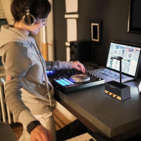 Headphone Stand with Cable Storage, Display Music Lovers' Decorative Items & Suitable Headphone Holder, Contains 1 Base 1 Support Rod 1 Headrest (Metal Texture Black) in Saudi Arabia