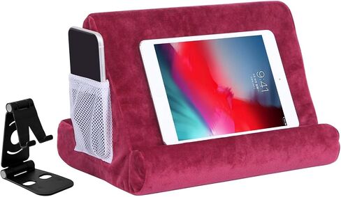 2pcs Multi-Angle Tablet Holder Cushion Stand with Net Pocket & Black Color Phone Stands Upgraded Tablet Pad Support for Phone,Pad,Books (Blue) in Kuwait