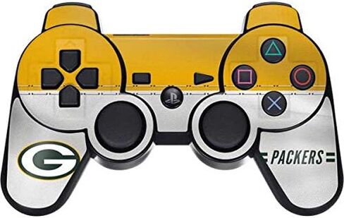 Skinit Decal Gaming Skin Compatible with PS3 Dual Shock Wireless Controller - Officially Licensed NFL Green Bay Packers White Striped Design in Saudi Arabia