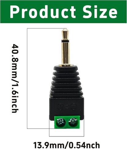 6PCS 2 Pole 3.5mm Audio Jack to Screw Terminal Block Adapter, Solderless 1/8" Stereo Male to 2-Pin Female Screw Terminal Adapter Connector for Speaker Wire Connection in Saudi Arabia