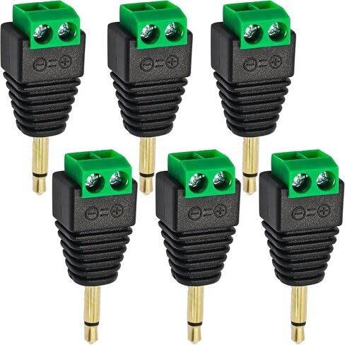 6PCS 2 Pole 3.5mm Audio Jack to Screw Terminal Block Adapter, Solderless 1/8" Stereo Male to 2-Pin Female Screw Terminal Adapter Connector for Speaker Wire Connection in Saudi Arabia