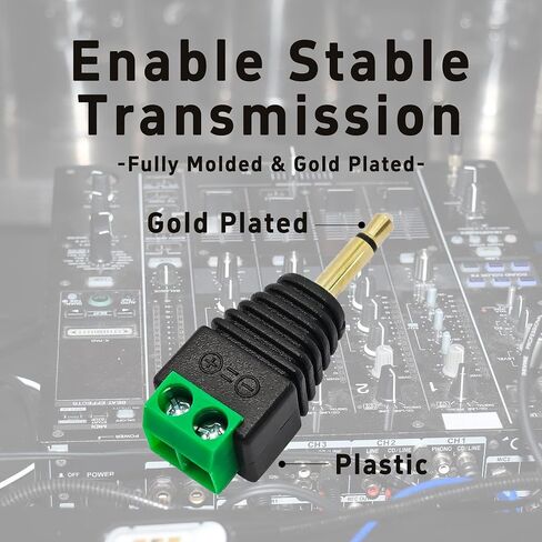 6PCS 2 Pole 3.5mm Audio Jack to Screw Terminal Block Adapter, Solderless 1/8" Stereo Male to 2-Pin Female Screw Terminal Adapter Connector for Speaker Wire Connection in Saudi Arabia