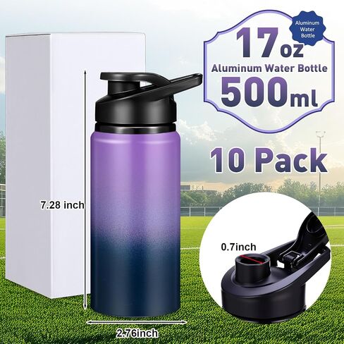 10 Pcs 17oz Reusable Aluminum Water Bottles Bulk Multicolor Outdoor Sports Water Bottles Multipack Travel Bottles for Gym Cycling Camping, Snap Lid in Saudi Arabia