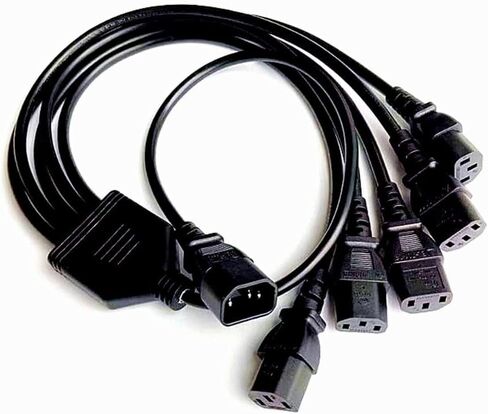 IEC y الكابل الخائن C14 إلى 5 × C13 Kettle Lead Flitter C14 تمديد كابل الطاقة للكمبيوتر ، التلفزيون ، الكمبيوتر ، الشاشة in Kuwait