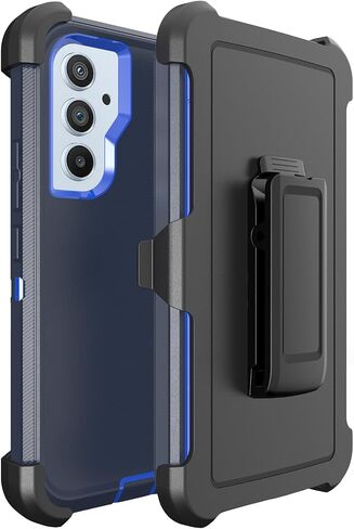 Case for Samsung Galaxy A14 5G,Phone Case [Military Grade] 3 in 1 Shockproof Rugged Protective, Heavy Duty Bumper Cover(with Belt Clip) (Black) in Saudi Arabia