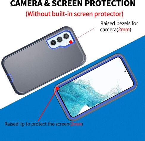 Case for Samsung Galaxy A14 5G,Phone Case [Military Grade] 3 in 1 Shockproof Rugged Protective, Heavy Duty Bumper Cover(with Belt Clip) (Black) in Saudi Arabia