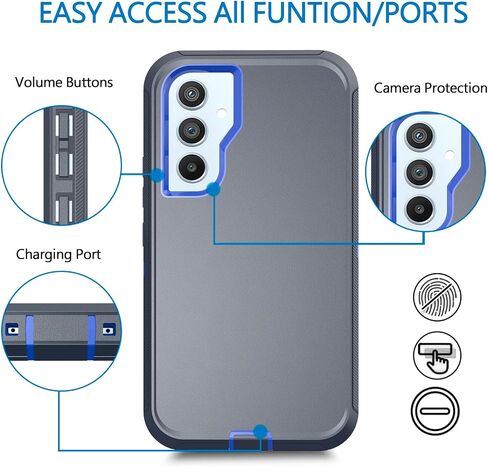 Case for Samsung Galaxy A14 5G,Phone Case [Military Grade] 3 in 1 Shockproof Rugged Protective, Heavy Duty Bumper Cover(with Belt Clip) (Black) in Saudi Arabia