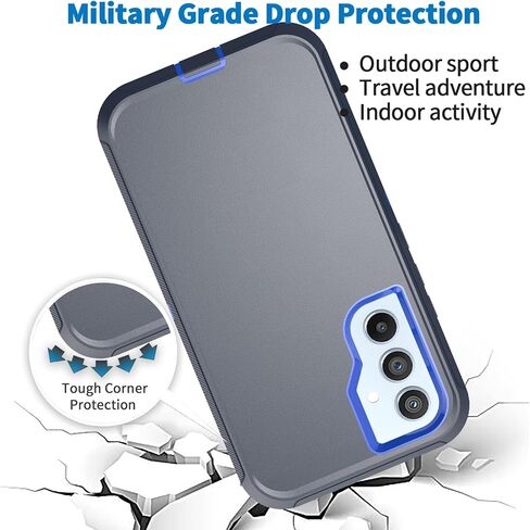 Case for Samsung Galaxy A14 5G,Phone Case [Military Grade] 3 in 1 Shockproof Rugged Protective, Heavy Duty Bumper Cover(with Belt Clip) (Black) in Saudi Arabia
