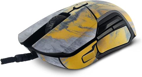 MightySkins Skin Compatible with SteelSeries Rival 5 Gaming Mouse - Yellow Spill | Protective, Durable, and Unique Vinyl Decal wrap Cover | Easy to Apply, Remove, and Change Styles | Made in The USA in Saudi Arabia