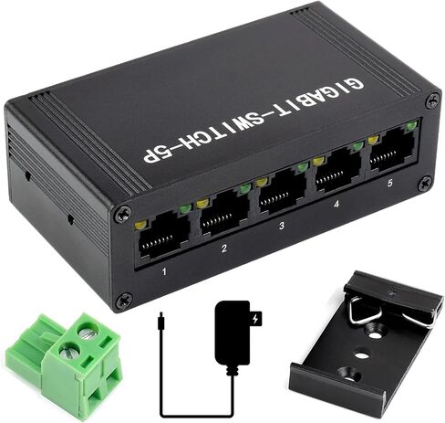 Waveshare الصناعي من الدرجة 5 منافذ Gigabit Ethernet Switch ، IEEE 802.3x متوافق مع DUPLEX in Saudi Arabia