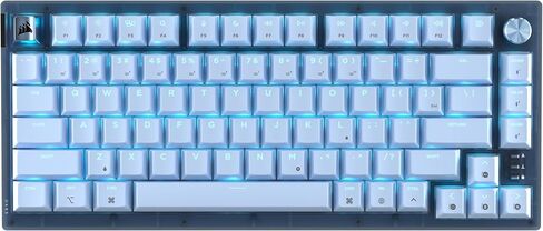 Corsair K65 Plus Wireless 75% RGB Hot-Swappable Mechanical Gaming Keyboard for Mac and iPad – Pre-Lubricated MLX Red v2 Linear Switches, Sound Dampening – QWERTY NA Layout – Glacier Blue in Saudi Arabia