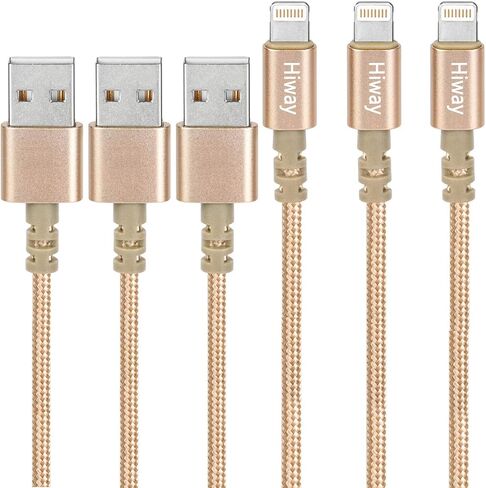 Hiway for iPhone Charger,Lightning Cable Nylon Braided USB 3PACK 6FT Fast Charging High Speed Data Sync Cord Compatible with iPhone 8/8 Plus/7/7 Plus/6/6s/6 plus/6s Plus/ 5s/5c,iPad, iPod and More in Saudi Arabia
