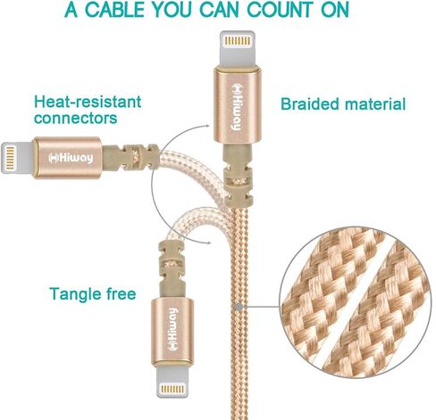 Hiway for iPhone Charger,Lightning Cable Nylon Braided USB 3PACK 6FT Fast Charging High Speed Data Sync Cord Compatible with iPhone 8/8 Plus/7/7 Plus/6/6s/6 plus/6s Plus/ 5s/5c,iPad, iPod and More in Saudi Arabia