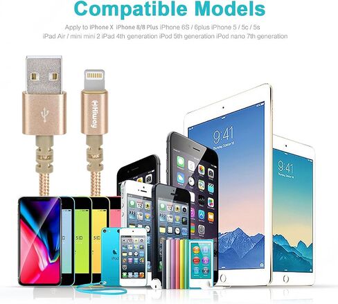 Hiway for iPhone Charger,Lightning Cable Nylon Braided USB 3PACK 6FT Fast Charging High Speed Data Sync Cord Compatible with iPhone 8/8 Plus/7/7 Plus/6/6s/6 plus/6s Plus/ 5s/5c,iPad, iPod and More in Saudi Arabia