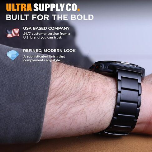 Titanium Band Compatible with Samsung Galaxy Watch Ultra 47mm - Grade 2 Metal Strap with Folding Buckle and Scratch-Proof DLC Coating, Waterproof, One Size Fits All in Kuwait