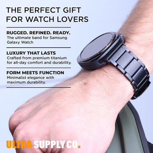 Titanium Band Compatible with Samsung Galaxy Watch Ultra 47mm - Grade 2 Metal Strap with Folding Buckle and Scratch-Proof DLC Coating, Waterproof, One Size Fits All in Kuwait