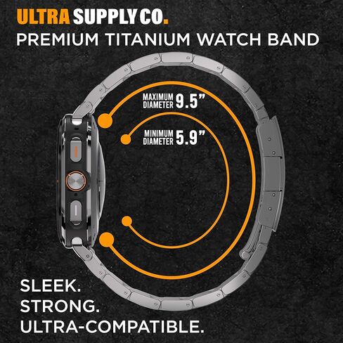 شريط التيتانيوم متوافق مع Samsung Galaxy Watch Ultra 47mm - من الدرجة الثانية حزام معدني مع مشبك قابلة للطي وطلاء DLC مقاوم للخدش ، مقاوم للماء وحجم واحد يناسب الجميع in Kuwait