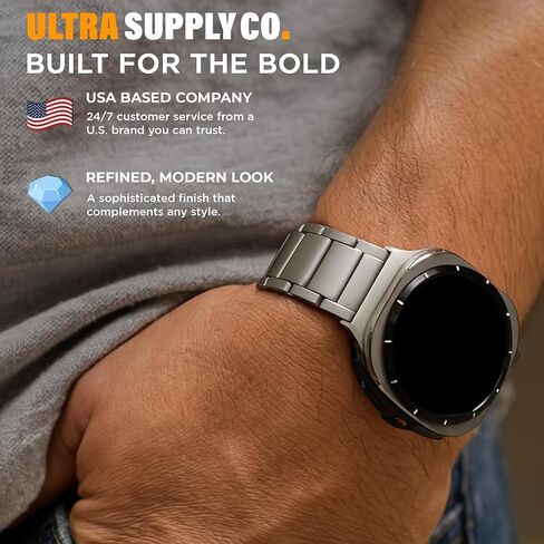شريط التيتانيوم متوافق مع Samsung Galaxy Watch Ultra 47mm - من الدرجة الثانية حزام معدني مع مشبك قابلة للطي وطلاء DLC مقاوم للخدش ، مقاوم للماء وحجم واحد يناسب الجميع in Kuwait