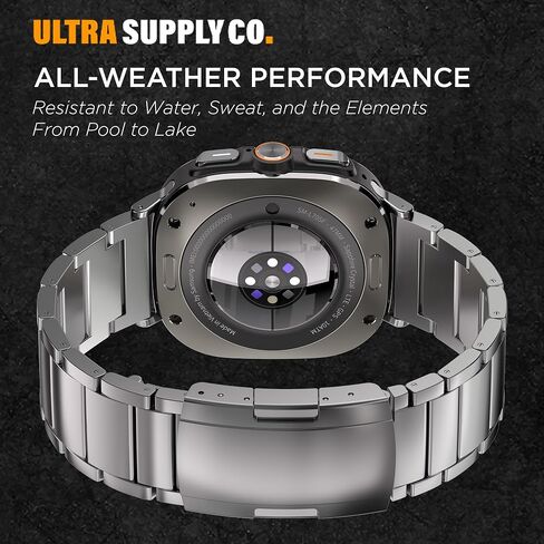 شريط التيتانيوم متوافق مع Samsung Galaxy Watch Ultra 47mm - من الدرجة الثانية حزام معدني مع مشبك قابلة للطي وطلاء DLC مقاوم للخدش ، مقاوم للماء وحجم واحد يناسب الجميع in Kuwait