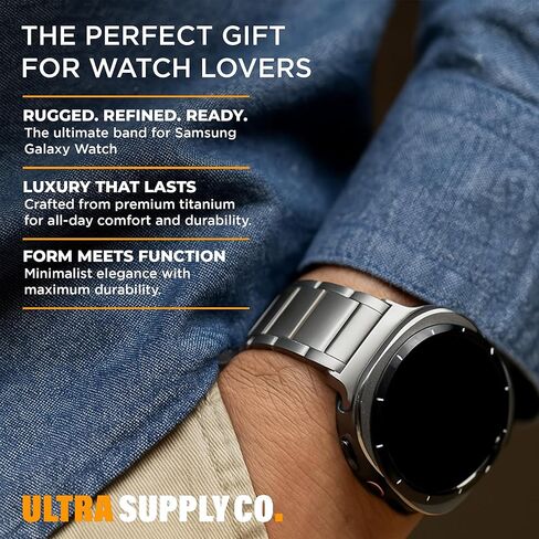 شريط التيتانيوم متوافق مع Samsung Galaxy Watch Ultra 47mm - من الدرجة الثانية حزام معدني مع مشبك قابلة للطي وطلاء DLC مقاوم للخدش ، مقاوم للماء وحجم واحد يناسب الجميع in Kuwait
