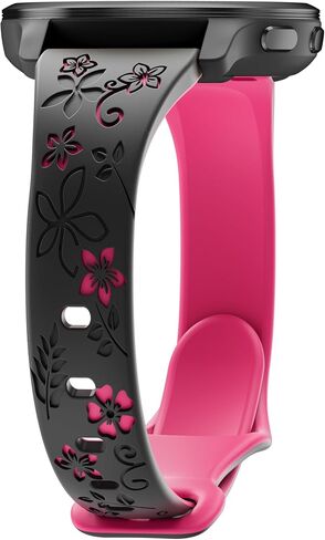 Laband Floral Engraved Band Compatible With Garmin Venu 3 45mm Watch Band/Venu 2/Vivoactive 4, 22mm Soft Slim Silicone Cute Embossed Flower Strap Forerunner 570 47mm/265/265 Music/255/255 Music in Kuwait