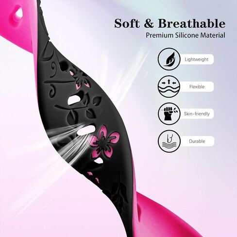 Laband Floral Engraved Band Compatible With Garmin Venu 3 45mm Watch Band/Venu 2/Vivoactive 4, 22mm Soft Slim Silicone Cute Embossed Flower Strap Forerunner 570 47mm/265/265 Music/255/255 Music in Kuwait