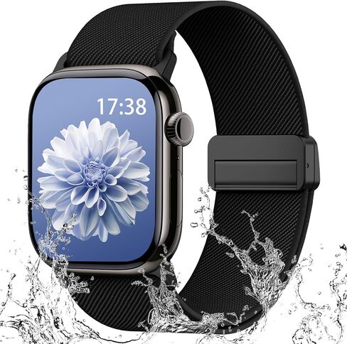 Stretchy Nylon Band Compatible with Apple Watch Bands 40mm 38mm 41mm 42mm 44mm 45mm 46mm 49mm Women Men, Magnetic Waterproof Breathable Soft Sport Loop Strap for iWatch Series 10 9-1 SE Ultra 2 in Kuwait