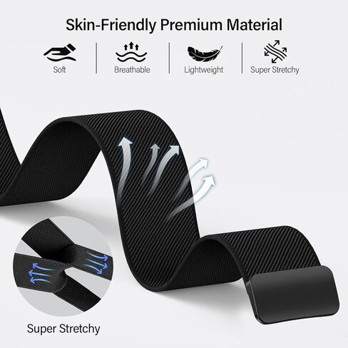 Stretchy Nylon Band Compatible with Apple Watch Bands 40mm 38mm 41mm 42mm 44mm 45mm 46mm 49mm Women Men, Magnetic Waterproof Breathable Soft Sport Loop Strap for iWatch Series 10 9-1 SE Ultra 2 in Kuwait