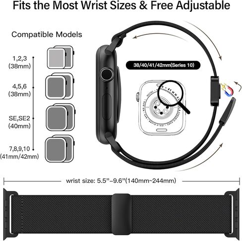 Stretchy Nylon Band Compatible with Apple Watch Bands 40mm 38mm 41mm 42mm 44mm 45mm 46mm 49mm Women Men, Magnetic Waterproof Breathable Soft Sport Loop Strap for iWatch Series 10 9-1 SE Ultra 2 in Kuwait