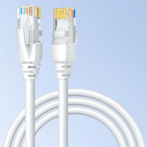 Cat 6 Ethernet Cable - Flat LAN Wire for Indoor Outdoor Use, Supports 10Gbps Speed, Compatible with Router, Modem, Switch, Gaming Console, Streaming Device, 10FT, White in Saudi Arabia