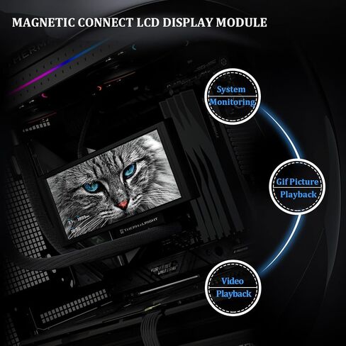 Thermalright Trofeo Vision 360 Argb White Cpu Combu Cooler ، لـ AM4/AM5 ، Intel LGA1851/1700،6.86 بوصة شاشة LCD كاملة الألوان مع قرارات 1280 × 480 ، شاشة اللوحة المغناطيسية ، DIY ديناميكية/ثابتة in Saudi Arabia