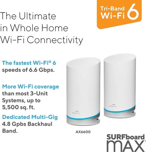ARRIS SURFboard mAX WiFi 6 Tri-band Mesh AX6600 Router Bundle (Renewed) in Saudi Arabia