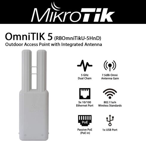 Mikrotik Omnitik U-5Hnd ، rbomnitiku-5hnd. Weatherproof Outdoor Wireless AP ، جهاز التوجيه ، العميل والجسر ، بو ، OSL4. in Saudi Arabia