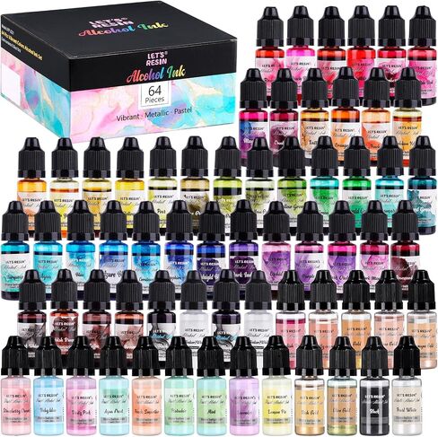Alcohol Ink Set Epoxy Resin Dye- LET'S RESIN Vibrant Colors Alcohol Ink for Epoxy Resin, Concentrated Alcohol Based Resin Ink for Tumblers,Epoxy Resin Molds,Alcohol Inks Art (Each 0.35oz x 18 Bottle) in Saudi Arabia