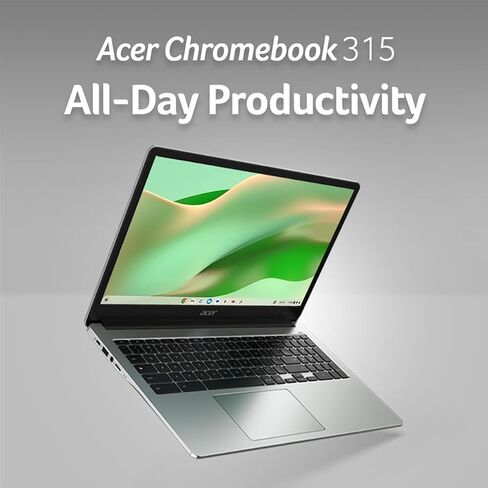 Acer Chromebook 315 Laptop (15.6" FHD, Intel Celeron N4500, 4GB RAM, 128GB Storage (64GB eMMC + 64GB SD Card) Home & Student, Long Battery Life, Numeric KB, Wi-Fi, Webcam, IST Hub, Chrome OS, Silver in Saudi Arabia