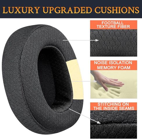 SOULWIT Mesh Fabric Replacement Earpads for Skullcandy Hesh 3/ANC/Evo & Crusher Wireless/ANC/Evo & Venue ANC Over-Ear Headphones, Ear Pads Cushions with Noise Isolation Foam - Black in Saudi Arabia