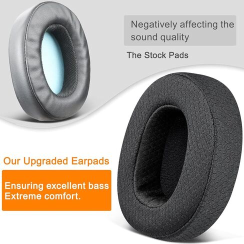 SOULWIT Mesh Fabric Replacement Earpads for Skullcandy Hesh 3/ANC/Evo & Crusher Wireless/ANC/Evo & Venue ANC Over-Ear Headphones, Ear Pads Cushions with Noise Isolation Foam - Black in Saudi Arabia