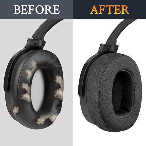 SOULWIT Mesh Fabric Replacement Earpads for Skullcandy Hesh 3/ANC/Evo & Crusher Wireless/ANC/Evo & Venue ANC Over-Ear Headphones, Ear Pads Cushions with Noise Isolation Foam - Black in Saudi Arabia