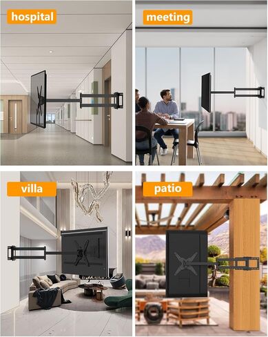 WHYFONE 48'' Extension Long Arm TV Wall Mount, Large TV Heavy Duty Full Motion TV Wall Mount Swivel Tilt Level Articulating, 37-80''TV, Max VESA 600x400mm, 16''18''24'' Wood Studs/Concrete/Brick Wall in Kuwait