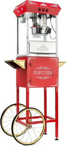 Olde Midway Vintage Style Popcorn Machine Maker Popper with Cart and 8-Ounce Kettle - Red in Saudi Arabia
