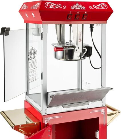 Olde Midway Vintage Style Popcorn Machine Maker Popper with Cart and 8-Ounce Kettle - Red in Saudi Arabia