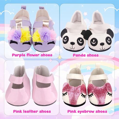 AugFrog 5 مجموعات من ملابس الدمى وملابس وزوجين من الأحذية (يتم إرسالها عشوائيًا) ملابس وأحذية دمى أنيقة لدمية فتاة مقاس 18 بوصة (بدون دمية) - الطراز 2 in Kuwait