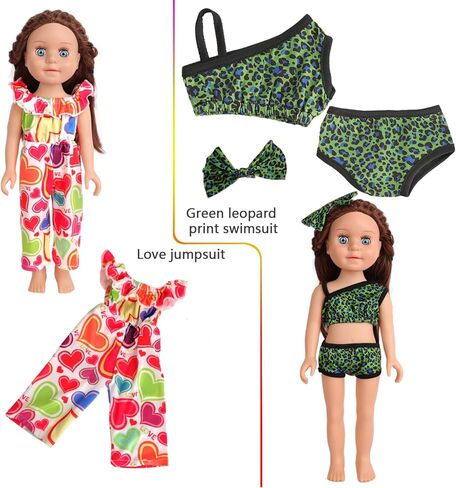 AugFrog 5 مجموعات من ملابس الدمى وملابس وزوجين من الأحذية (يتم إرسالها عشوائيًا) ملابس وأحذية دمى أنيقة لدمية فتاة مقاس 18 بوصة (بدون دمية) - الطراز 2 in Kuwait