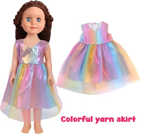 AugFrog 5 مجموعات من ملابس الدمى وملابس وزوجين من الأحذية (يتم إرسالها عشوائيًا) ملابس وأحذية دمى أنيقة لدمية فتاة مقاس 18 بوصة (بدون دمية) - الطراز 2 in Kuwait