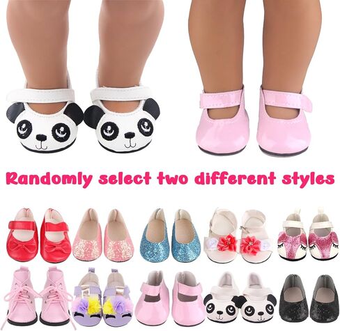 AugFrog 5 مجموعات من ملابس الدمى وملابس وزوجين من الأحذية (يتم إرسالها عشوائيًا) ملابس وأحذية دمى أنيقة لدمية فتاة مقاس 18 بوصة (بدون دمية) - الطراز 2 in Kuwait