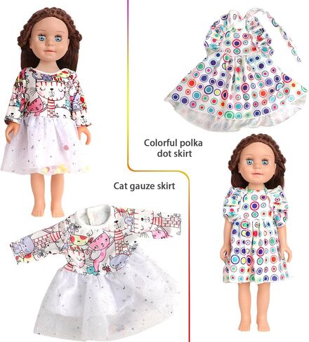12 Pcs 18 Inch Doll Accessories,5 Sets of Doll Clothes and 2 Pairs of Doll Shoes (Send by Random) for 18 Inch American Doll, Best Birthday Festivals for Kid, Gril -1 in Saudi Arabia