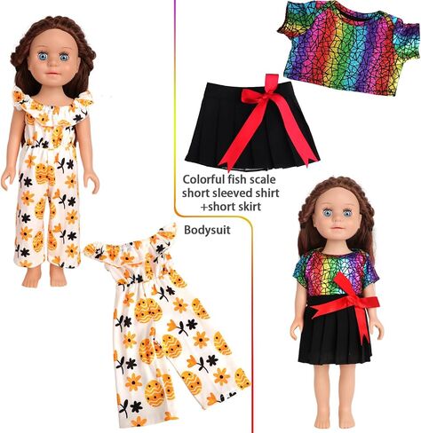 12 Pcs 18 Inch Doll Accessories,5 Sets of Doll Clothes and 2 Pairs of Doll Shoes (Send by Random) for 18 Inch American Doll, Best Birthday Festivals for Kid, Gril -1 in Saudi Arabia