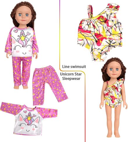 12 Pcs 18 Inch Doll Accessories,5 Sets of Doll Clothes and 2 Pairs of Doll Shoes (Send by Random) for 18 Inch American Doll, Best Birthday Festivals for Kid, Gril -1 in Saudi Arabia