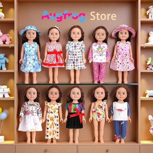 12 Pcs 18 Inch Doll Accessories,5 Sets of Doll Clothes and 2 Pairs of Doll Shoes (Send by Random) for 18 Inch American Doll, Best Birthday Festivals for Kid, Gril -1 in Saudi Arabia